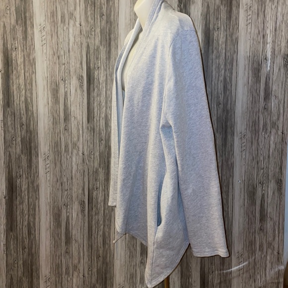 EILEEN FISHER Sweatshirt Open Waterfall Front Cardigan Organic Cotton Gray Sz M - Picture 2 of 6